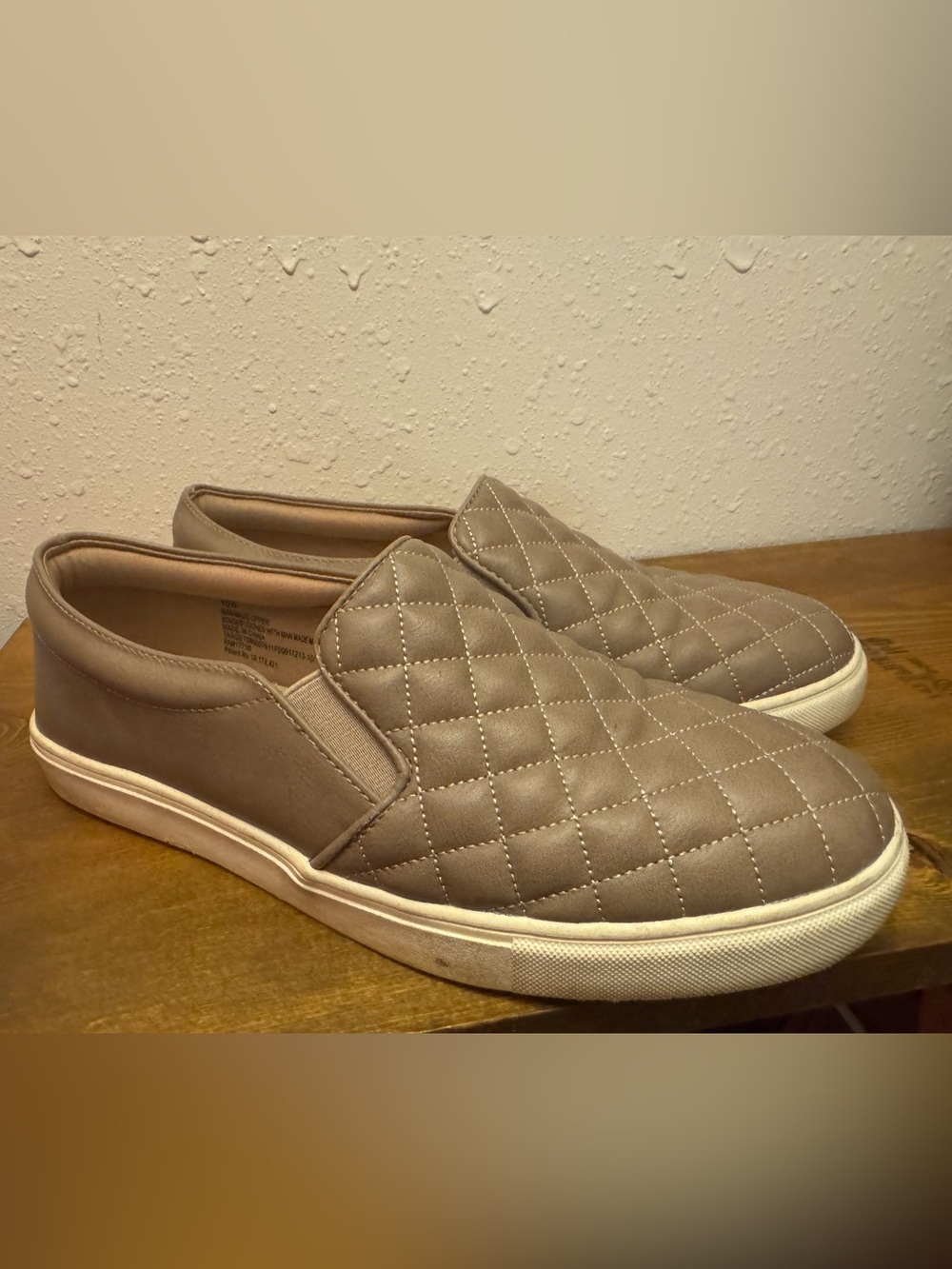 Womens Quilted Slip-On Sneakers - Taupe